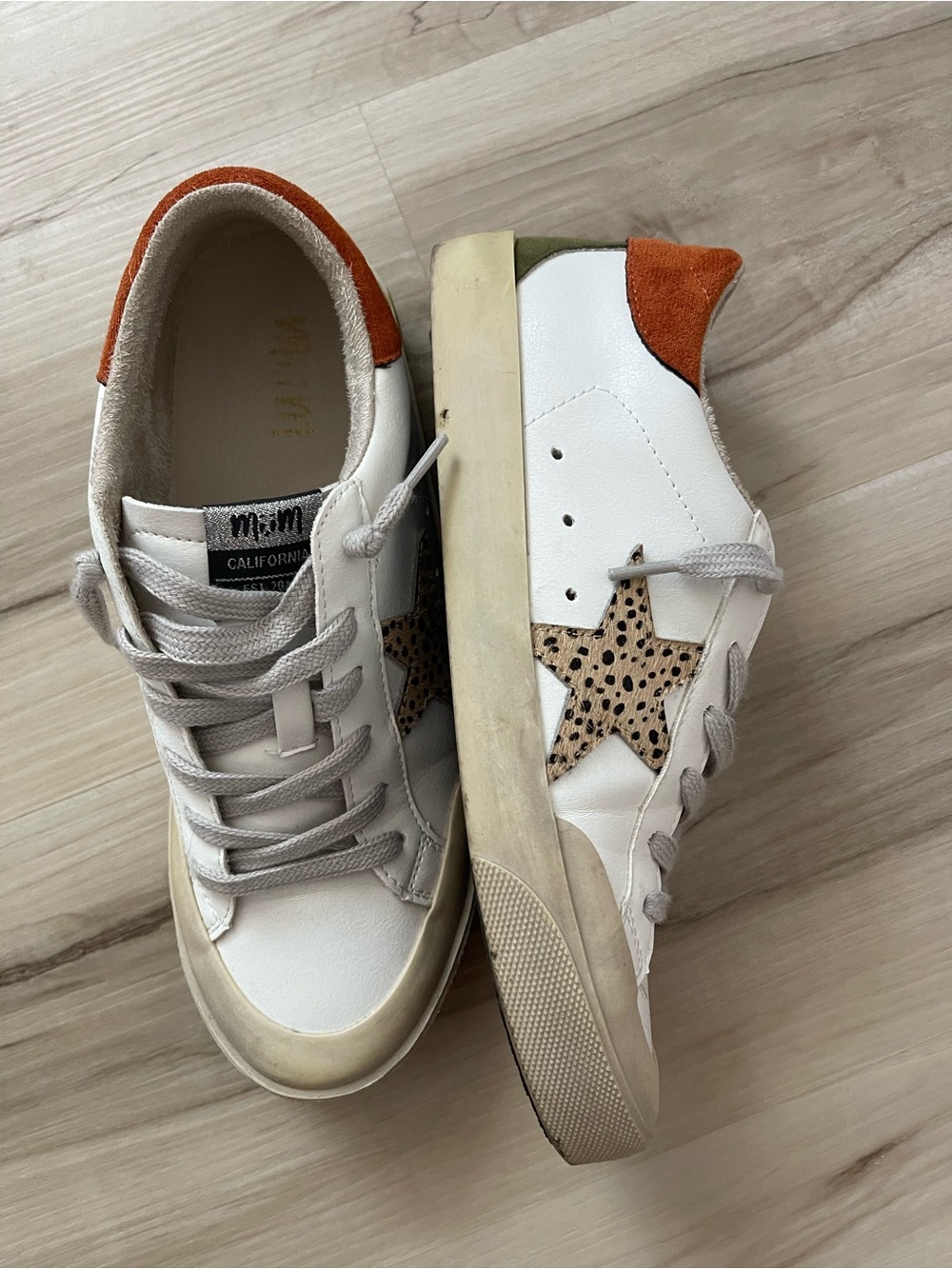 Miracle Miles White Sneakers with Orange Suede Heel Tab